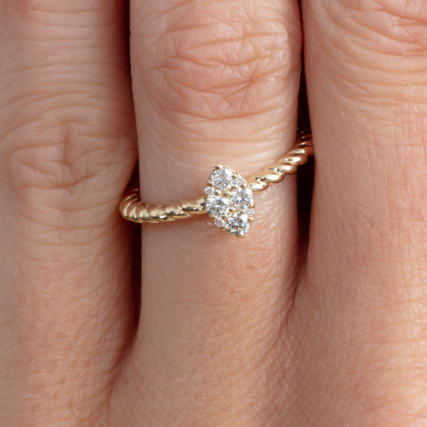 diamond paved marquise shape ring 