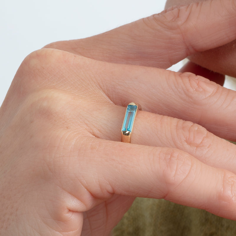 baguette cut blue topaz statement ring