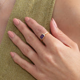 14k gold amethyst bezel statement ring 