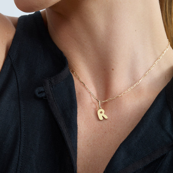 14k gold bubble initial pendant charm for her 