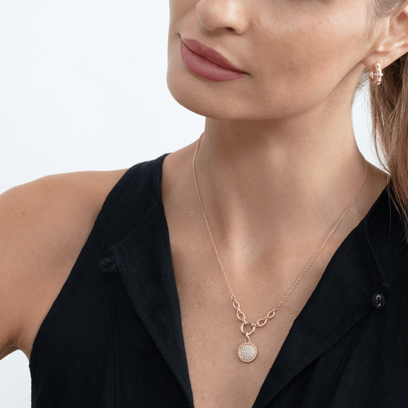 Twisted Frame Pave Diamond Pendant Necklace, Romy