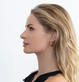 minimalist double hoop stud earring in 14k gold 