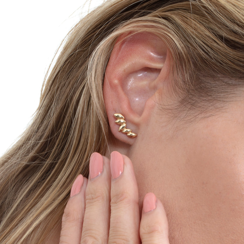 14k yellow gold marquise shape ear climber 