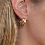 3 in 1 hoop stacking earring in yellow gold 