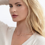 solid gold paperclip chain necklace for stacking with diamonds 