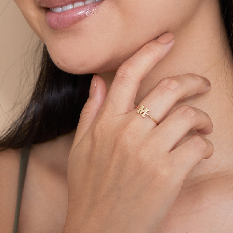 Plain Gold Initial Ring, Miley