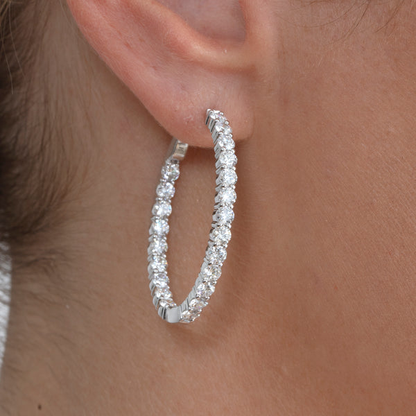 lab diamond oval hoop earrings