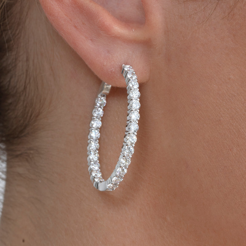 lab diamond oval hoop earrings