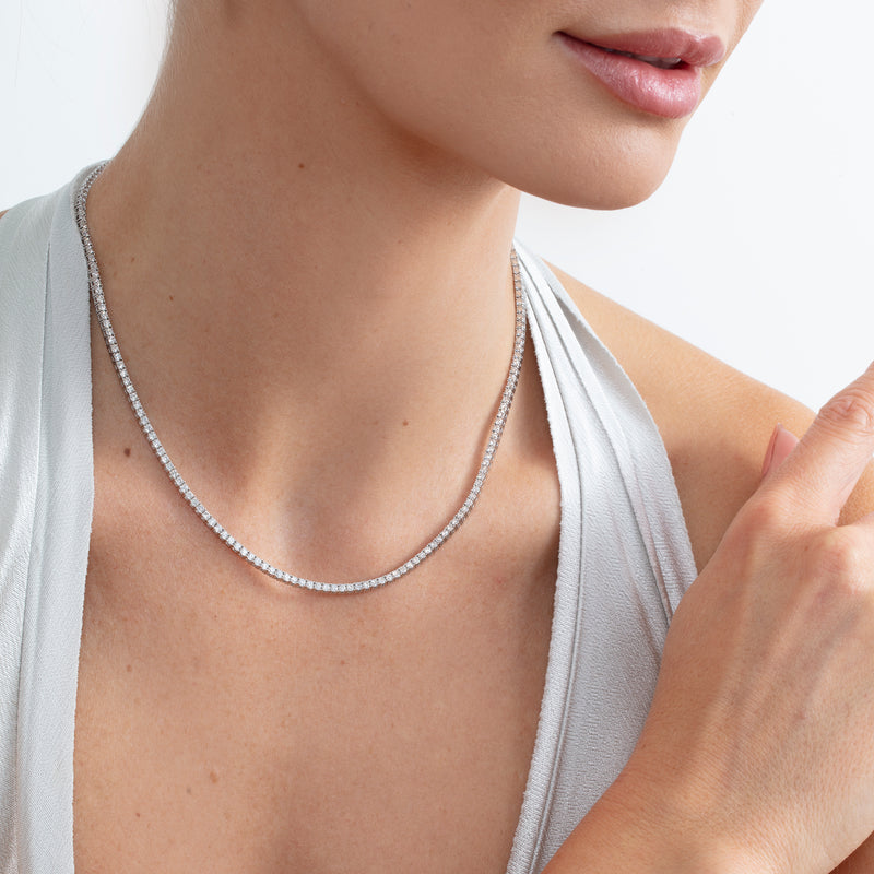 lab grown diamond tennis necklace in 14k white gold 