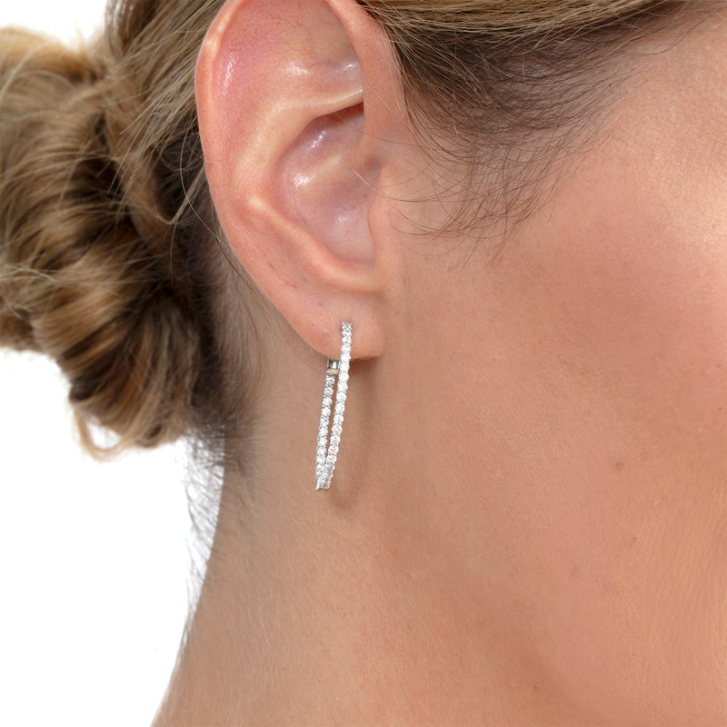 lab diamond paved oval hoop earring