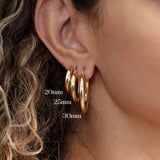 Thick Solid Gold Hoop Earrings, Brianna