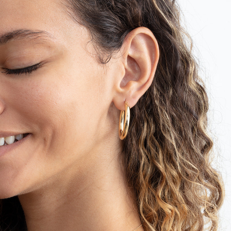 Thick Solid Gold Hoop Earrings, Brianna