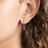 minimalist paperclip diamond drop earrings