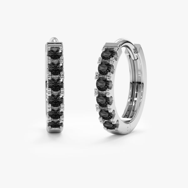 Natural Black Diamond Hoop Earrings, Kioko