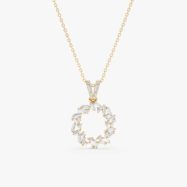 Yellow Gold Baguette Diamond Necklace