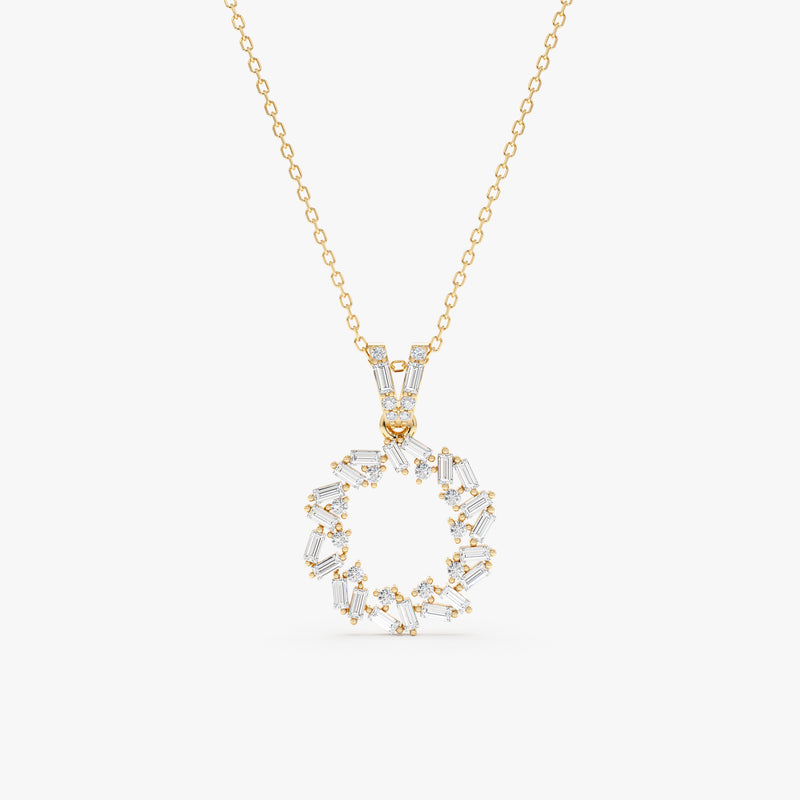 Yellow Gold Baguette Diamond Necklace