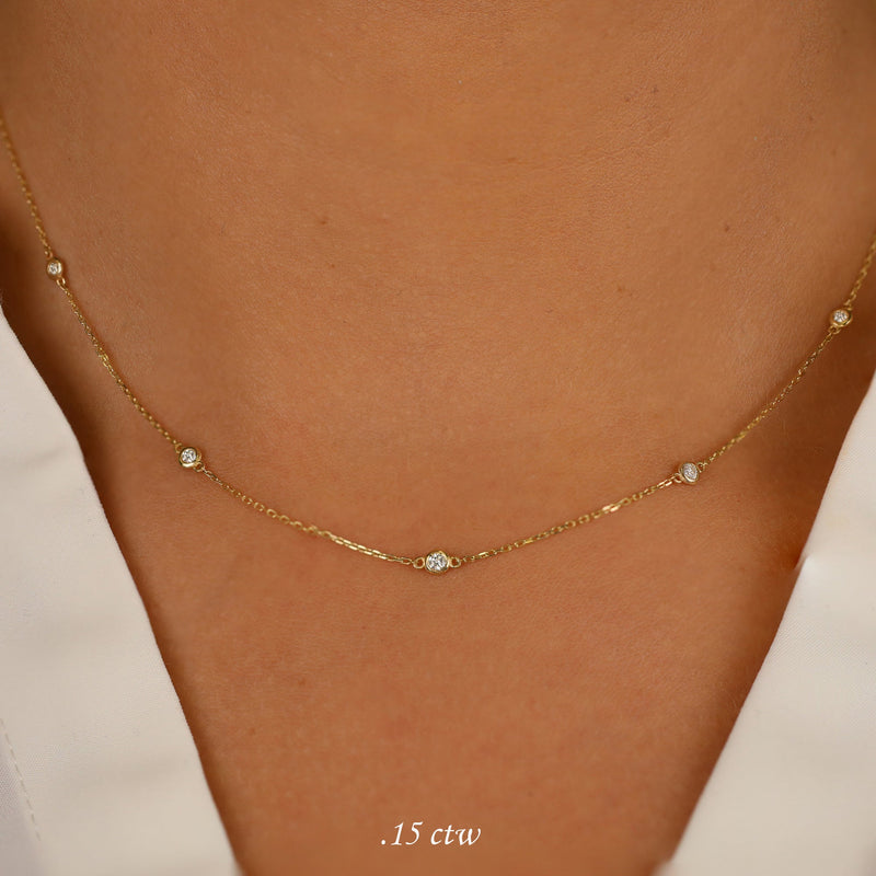 Layering Necklace with Natural Diamond bezels