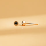 Pair of handmade Solid 14k gold black diamond stud earrings 