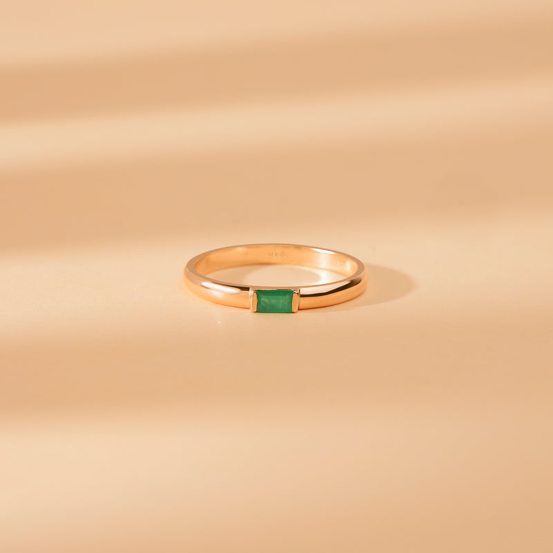 solid gold petite baguette emerald band