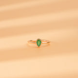 Solitaire Drop Emerald Solid Gold Ring