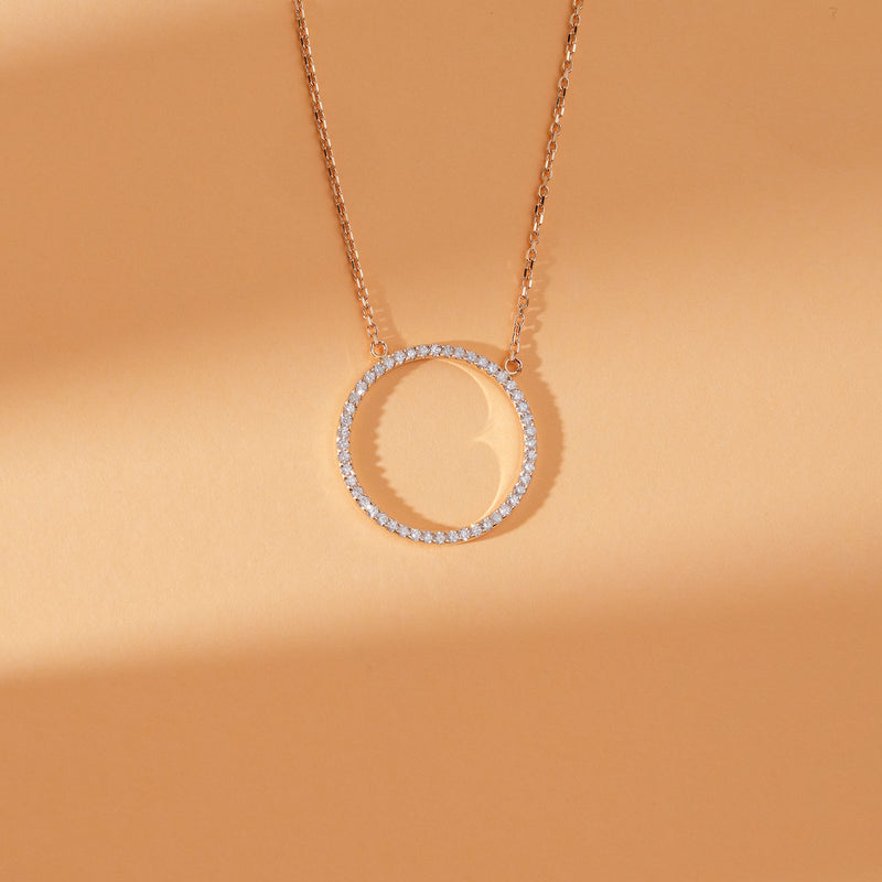 april birthstone white diamond circle pendant necklace