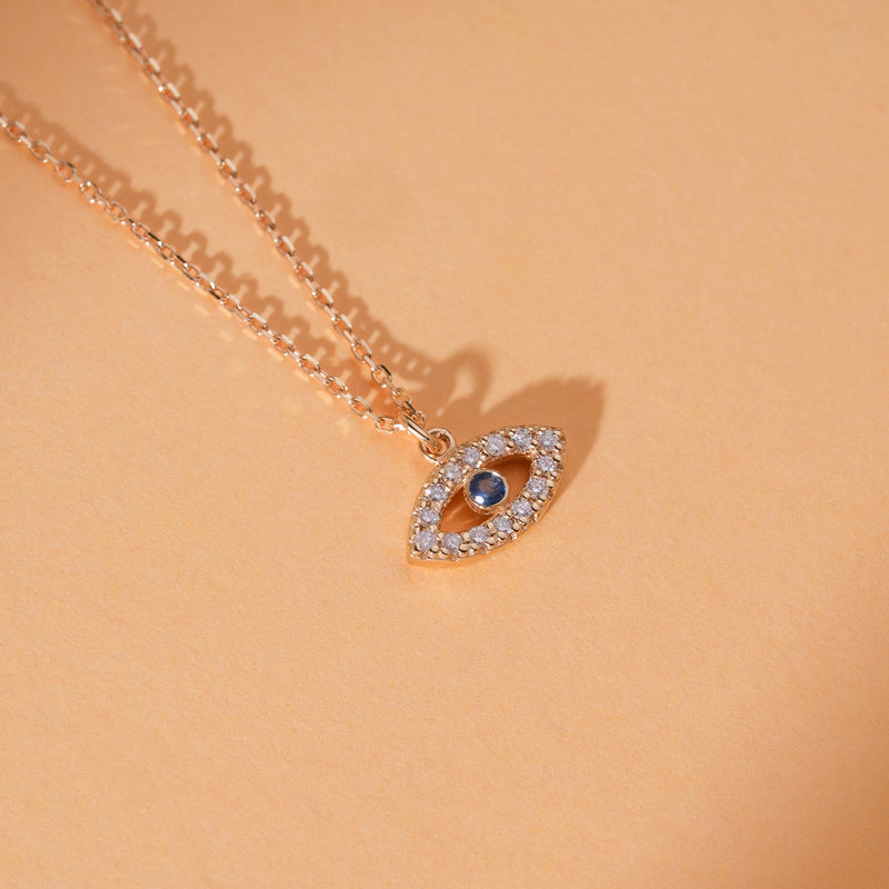Buy Diamond Evil Eye Necklace | 14k Yellow Gold Open Evil Eye Necklaces for  Women | 14k Solid Gold Solitaire Diamond Pendant Necklace | Delicate  Protection Jewelry | Gifts for Birthday, 18