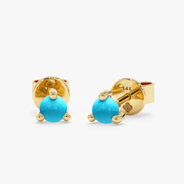 handcrafted solid 14k gold natural turquoise stud earrings