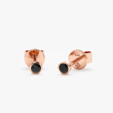 petite natural single dark diamond stud earrings in rose gold