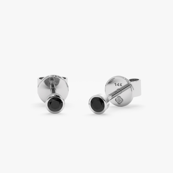 handcrafted in solid white gold, ethically sourced natural black diamond earrings