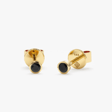 yellow gold, black diamond mini studs