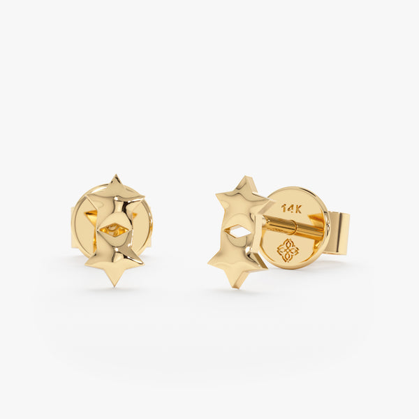 Solid Gold Double Star Studs, Stella