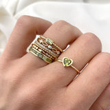 natural diamond, peridot and solid gold ring stack from sarah elise fine jewelry