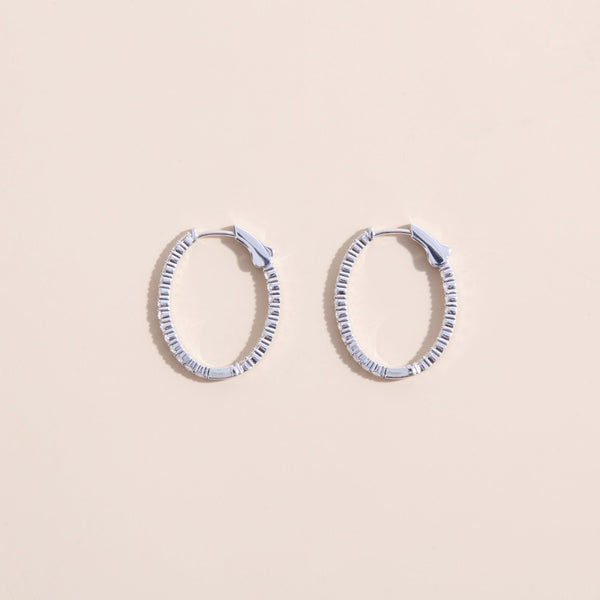 lab diamond oval hoop earring