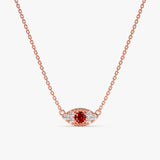 rose gold diamond ruby eye pendant necklace