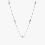 White Gold Diamond By The Yard Necklace with five bezels