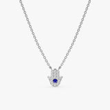 Protective Hamsa necklace with sapphire and diamonds