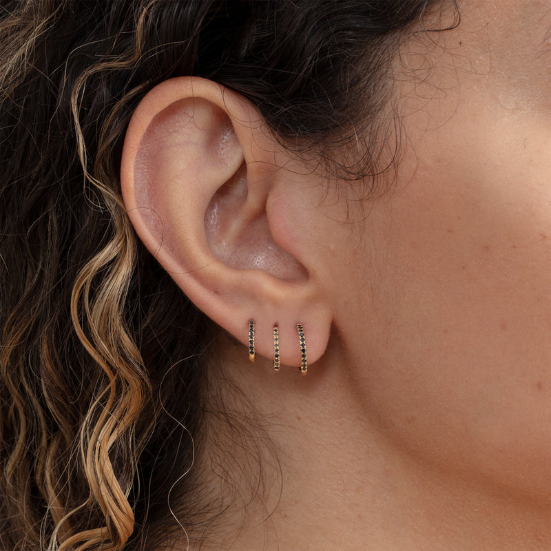 Thin black diamond earrings