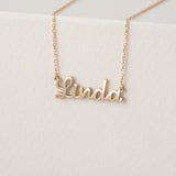 Solid Gold Script Font Name Necklace, Chloe