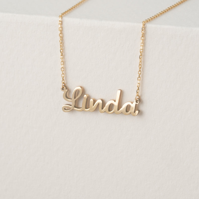 Solid Gold Script Font Name Necklace, Chloe