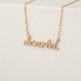 Solid Gold Script Font Name Necklace, Chloe