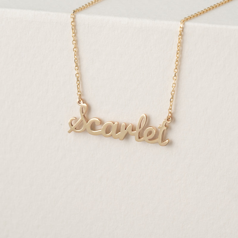 Solid Gold Script Font Name Necklace, Chloe