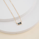 Baguette Cut Blue Topaz Necklace, Teresa