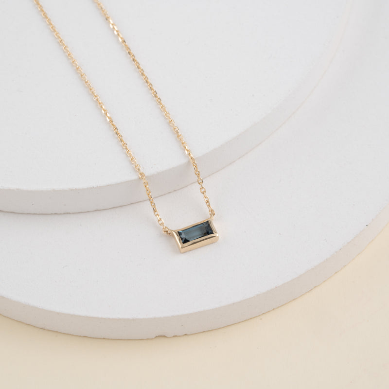 Baguette Cut Blue Topaz Necklace, Teresa