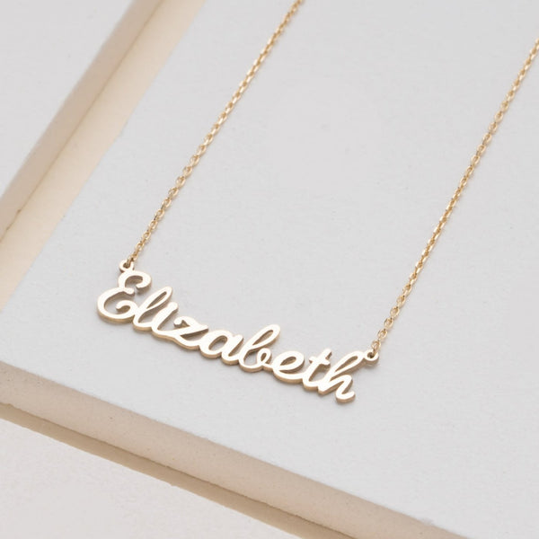 Solid Gold Script Font Name Necklace, Chloe