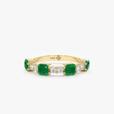 yellow gold emerald diamond ring