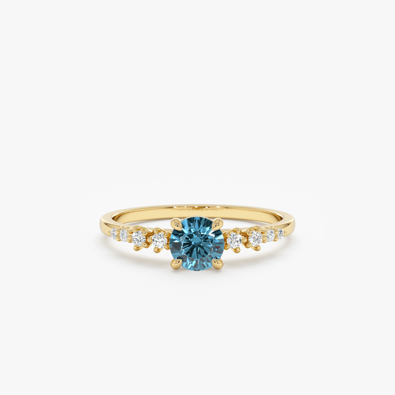 yellow gold diamond and topaz engagement band