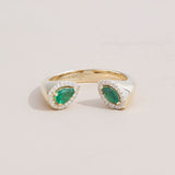 Emerald Diamond Open Ring, Gia