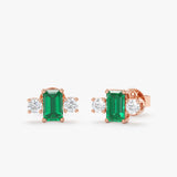 Natural Baguette Emerald Diamond Stud, Sevyn