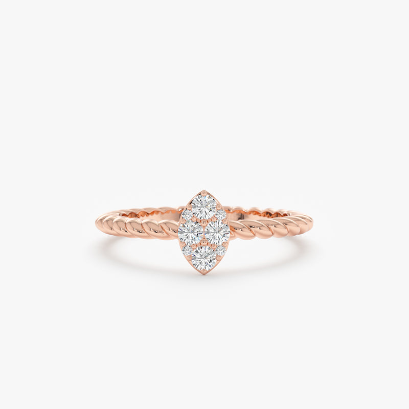 Twisted Band, Natural Diamond Cluster Ring