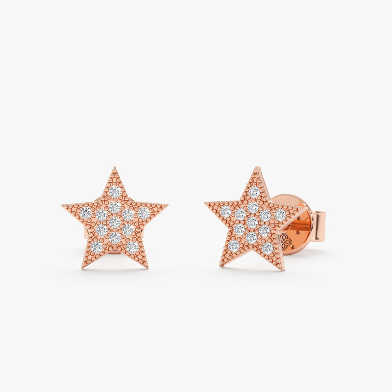 diamond stars in solid rose gold